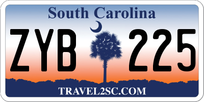 SC license plate ZYB225