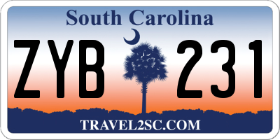 SC license plate ZYB231