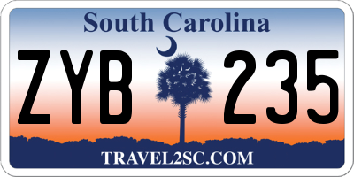 SC license plate ZYB235