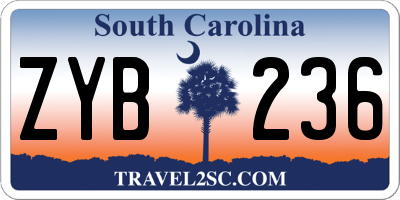 SC license plate ZYB236
