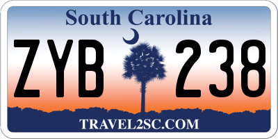 SC license plate ZYB238