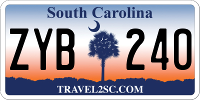 SC license plate ZYB240