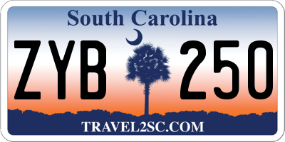 SC license plate ZYB250