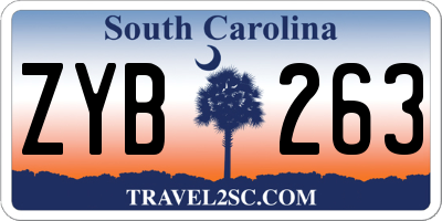 SC license plate ZYB263