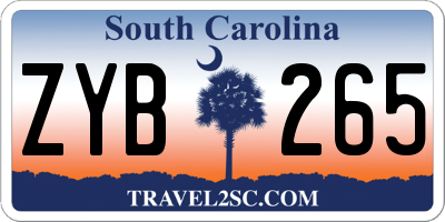 SC license plate ZYB265