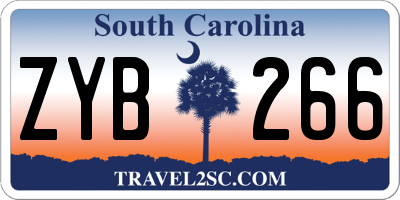 SC license plate ZYB266