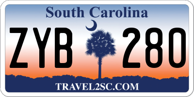 SC license plate ZYB280