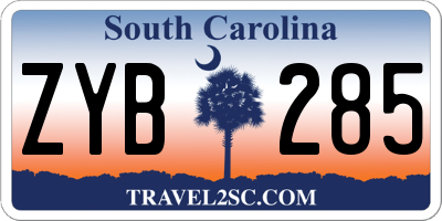 SC license plate ZYB285
