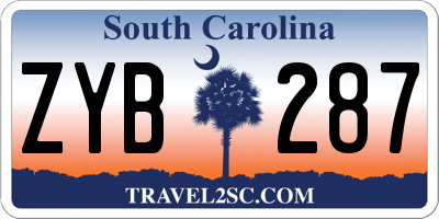 SC license plate ZYB287
