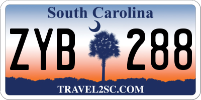 SC license plate ZYB288