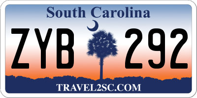 SC license plate ZYB292