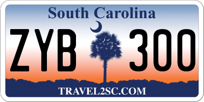 SC license plate ZYB300