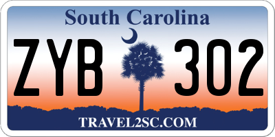 SC license plate ZYB302