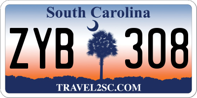SC license plate ZYB308