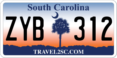 SC license plate ZYB312