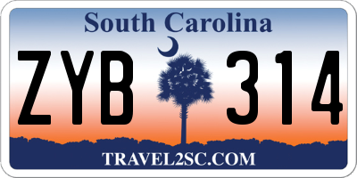 SC license plate ZYB314