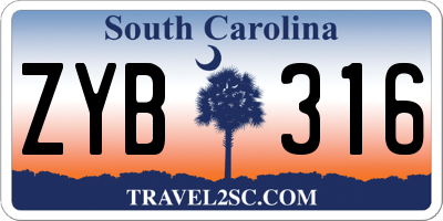 SC license plate ZYB316