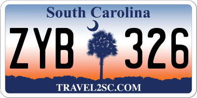 SC license plate ZYB326