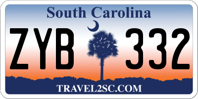 SC license plate ZYB332