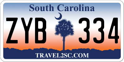 SC license plate ZYB334