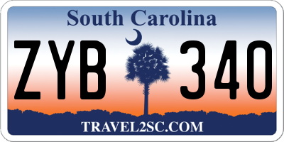 SC license plate ZYB340