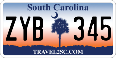SC license plate ZYB345