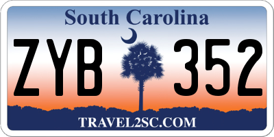 SC license plate ZYB352