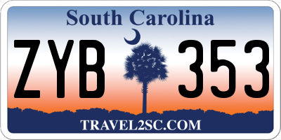 SC license plate ZYB353