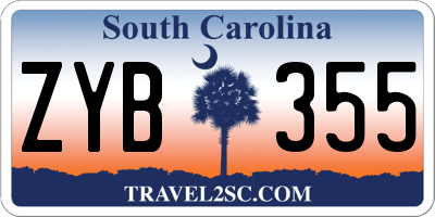 SC license plate ZYB355
