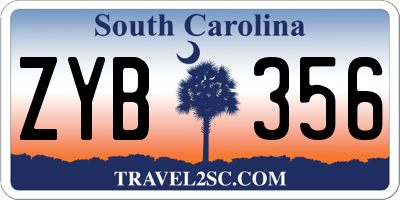 SC license plate ZYB356