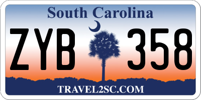SC license plate ZYB358