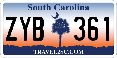 SC license plate ZYB361