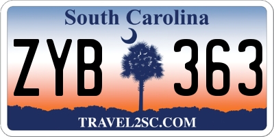 SC license plate ZYB363