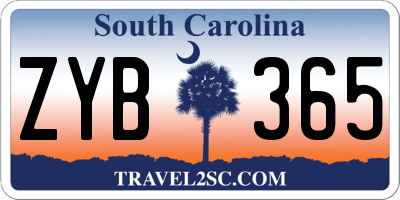 SC license plate ZYB365