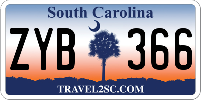SC license plate ZYB366