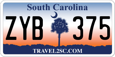 SC license plate ZYB375