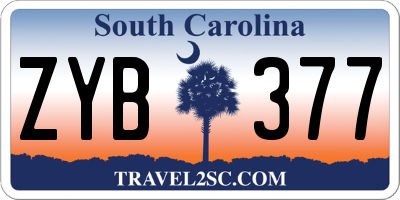 SC license plate ZYB377