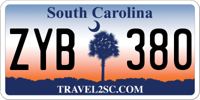 SC license plate ZYB380