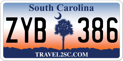 SC license plate ZYB386