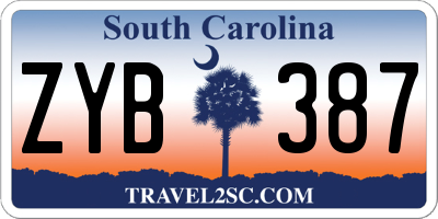 SC license plate ZYB387
