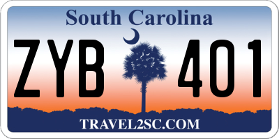SC license plate ZYB401