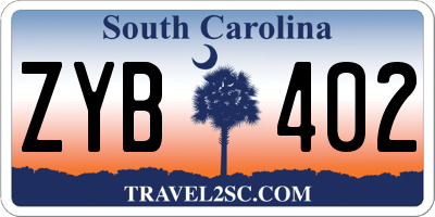 SC license plate ZYB402