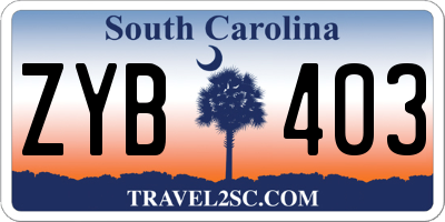 SC license plate ZYB403