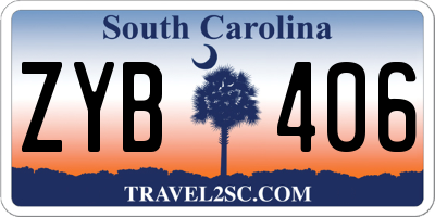 SC license plate ZYB406