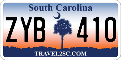 SC license plate ZYB410