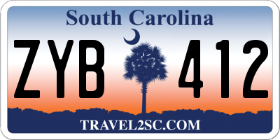SC license plate ZYB412