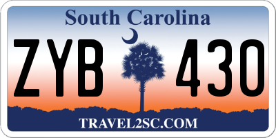 SC license plate ZYB430