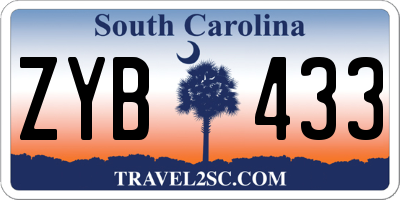 SC license plate ZYB433