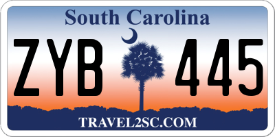 SC license plate ZYB445