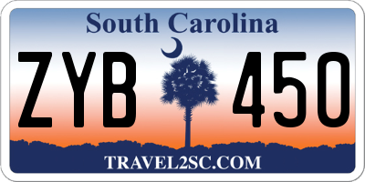 SC license plate ZYB450